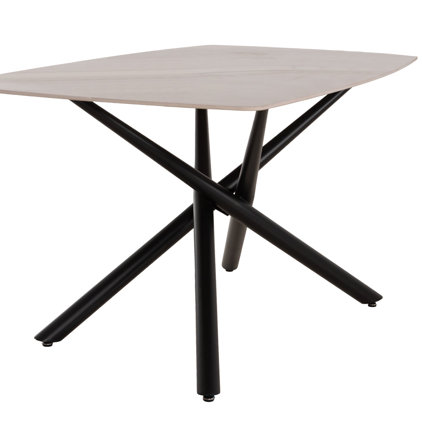 DINING TABLE ISKA HM18423 CERAMIC TOP IN WHITE/BROWN MARBLE COLORING 178x89x79Hcm.