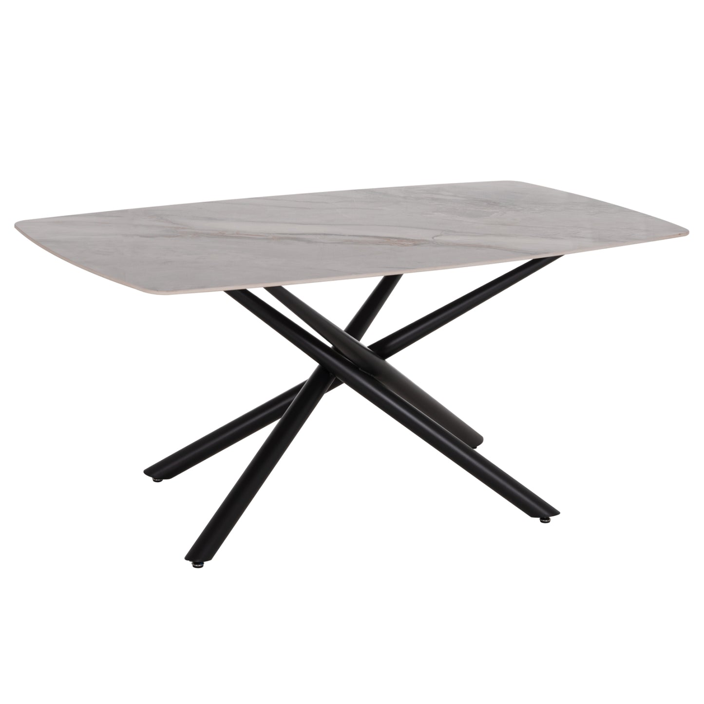 DINING TABLE ISKA HM18423 CERAMIC TOP IN WHITE/BROWN MARBLE COLORING 178x89x79Hcm.
