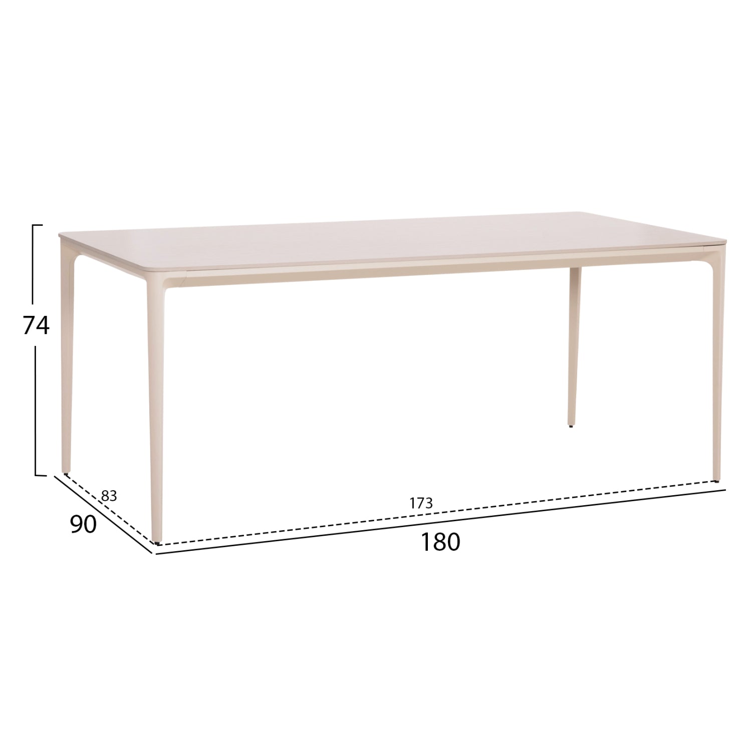 DINING TABLE STAD HM6557.02 BEIGE ALUMINUM FRAME--WHITE SINTERED STONE 180x90x74Hcm.