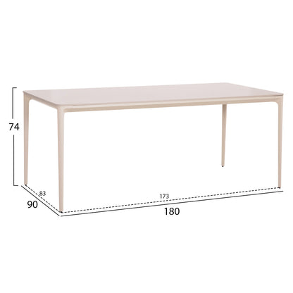 DINING TABLE STAD HM6557.02 BEIGE ALUMINUM FRAME--WHITE SINTERED STONE 180x90x74Hcm.