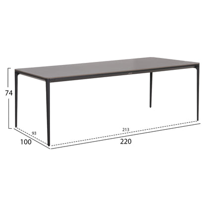 DINING TABLE STAD HM6558.01 GREY ALUMINUM FRAME & SINTERED STONE TOP 220x100x74Hcm.