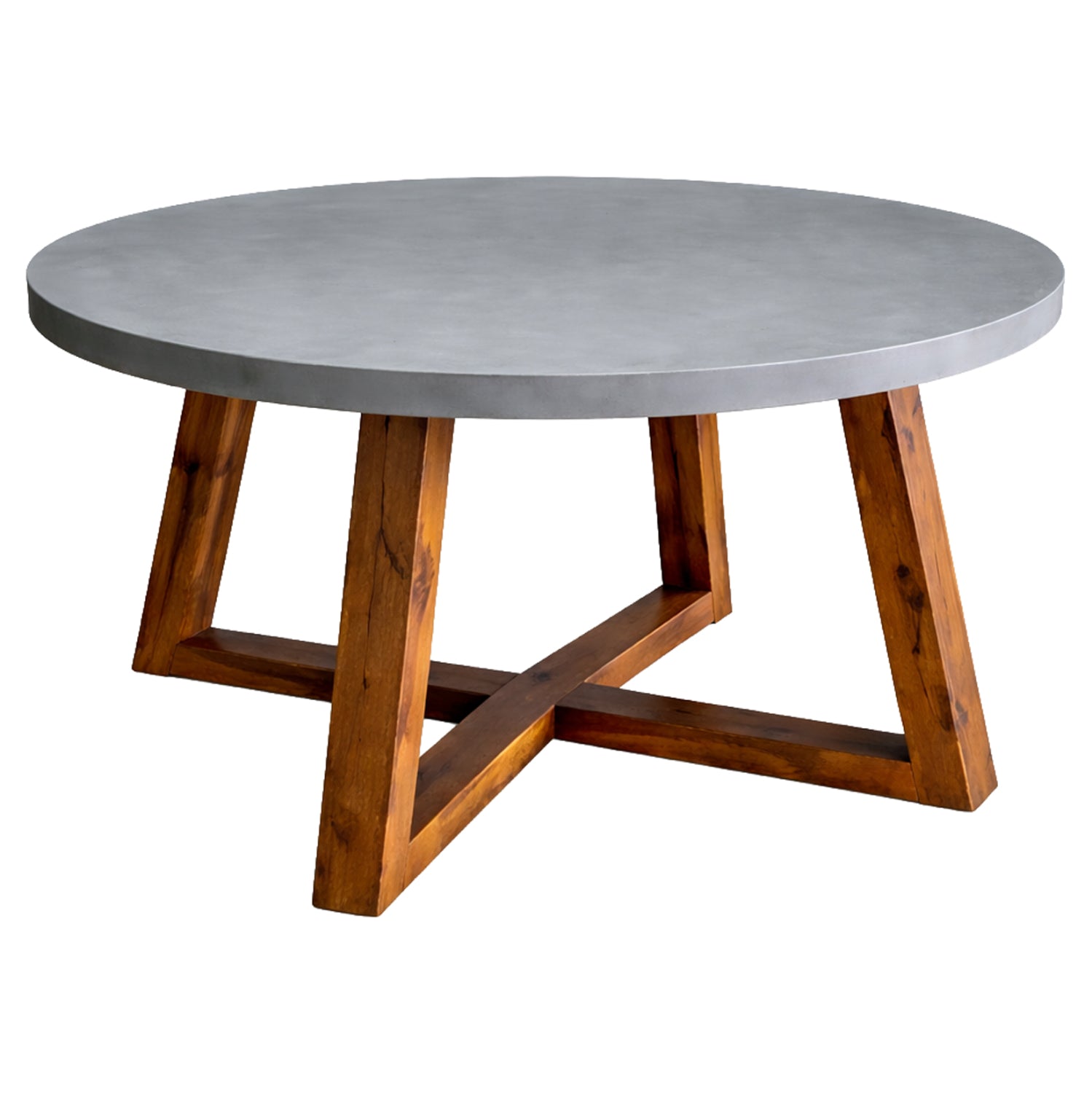 DINING TABLE ROUND MAEVE HM6574.01 GREY FIBER CEMENT--ACACIA WOOD Φ130x75Hcm.