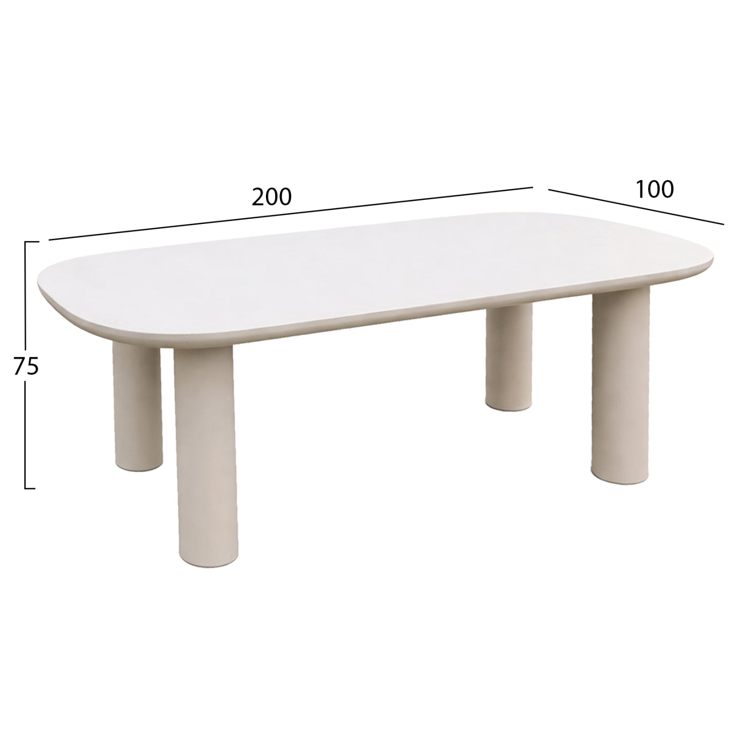 DINING TABLE KIORA HM6597.02 BEIGE FIBER CEMENT 200x100x75Hcm.