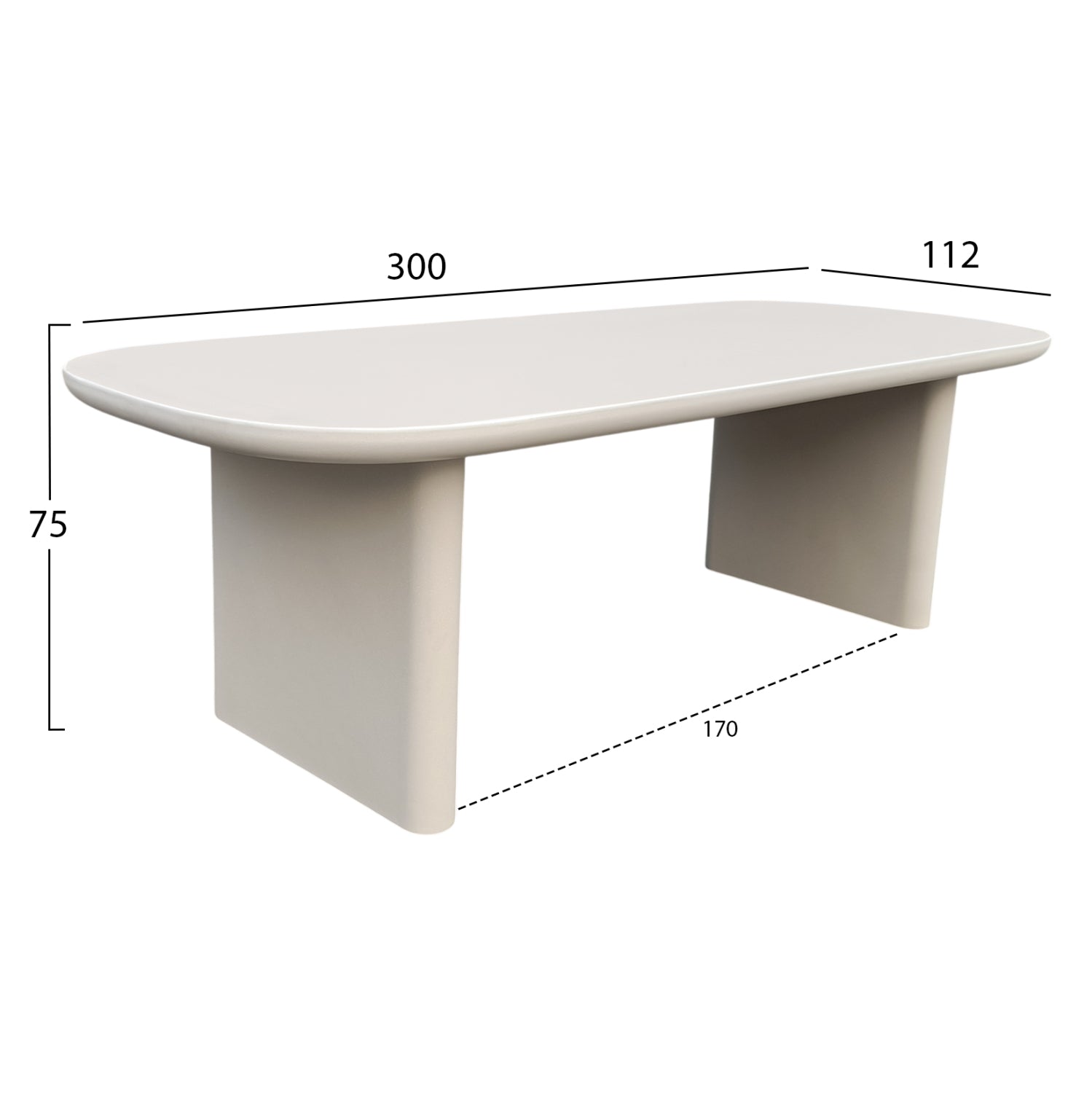 DINING TABLE AZAMI HM6601.02 BEIGE FIBER CEMENT 300x112x75Hcm