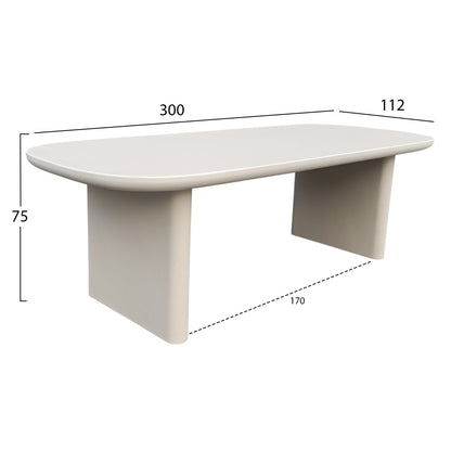DINING TABLE AZAMI HM6601.02 BEIGE FIBER CEMENT 300x112x75Hcm