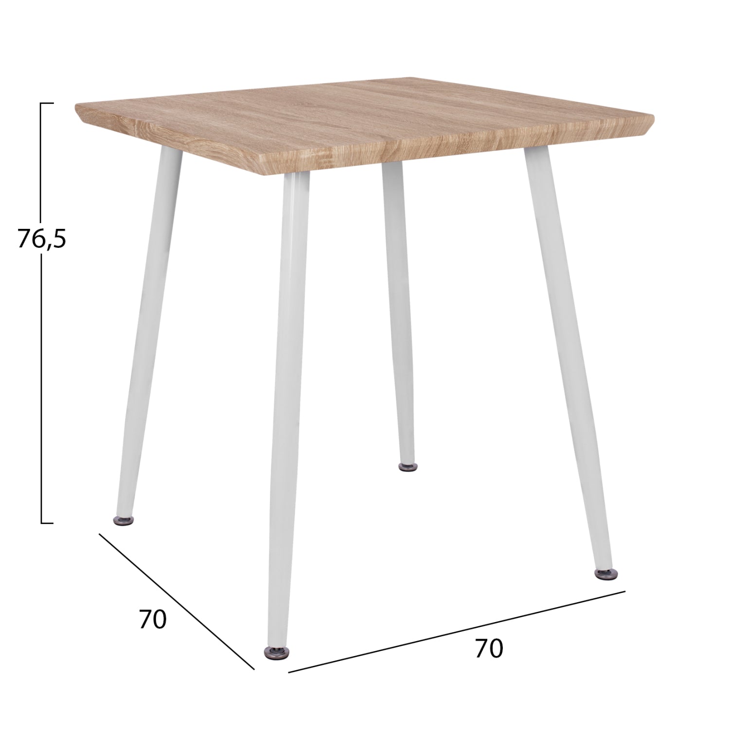 Dining Table PALOMA HM8335.02, 70x70x76.5, sonoma, white legs