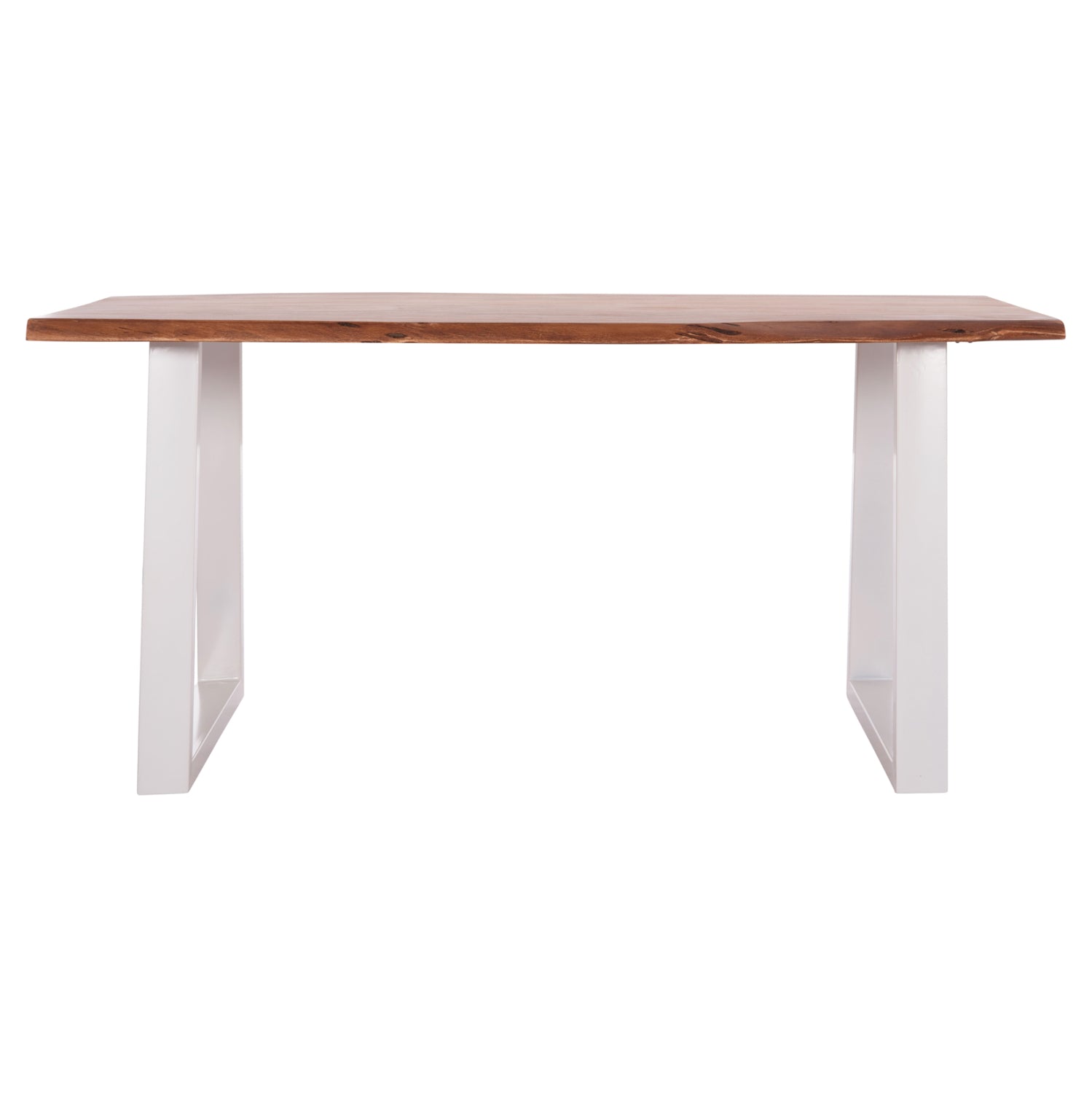 DINING TABLE MONTANA HM8336.12 ACACIA WOOD-4cm TOP THICKNESS--WHITE LEGS 160x90x77Hcm.