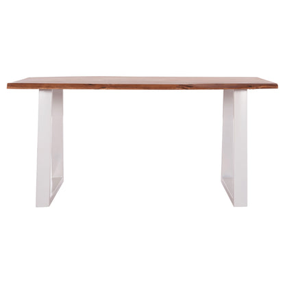 DINING TABLE MONTANA HM8336.12 ACACIA WOOD-4cm TOP THICKNESS--WHITE LEGS 160x90x77Hcm.