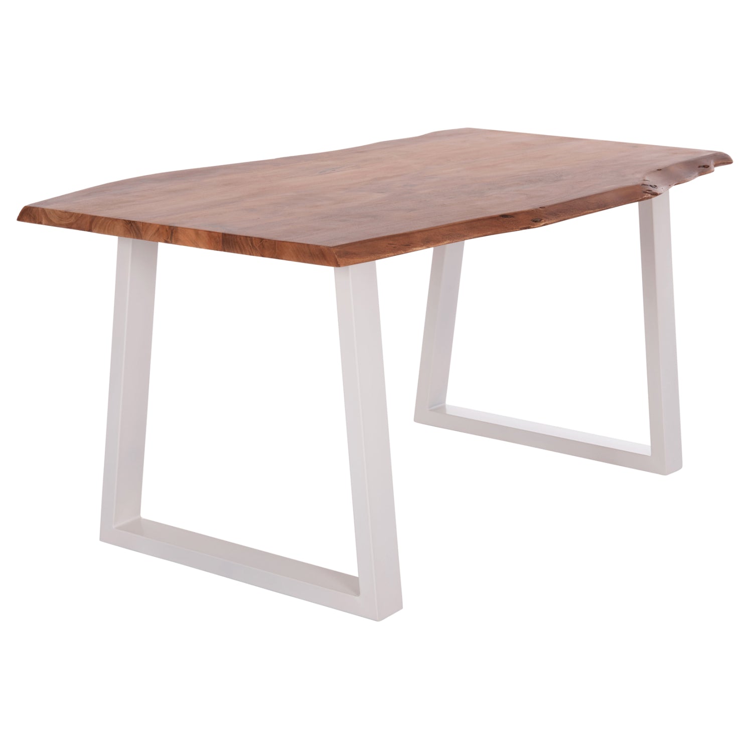 DINING TABLE MONTANA HM8336.12 ACACIA WOOD-4cm TOP THICKNESS--WHITE LEGS 160x90x77Hcm.