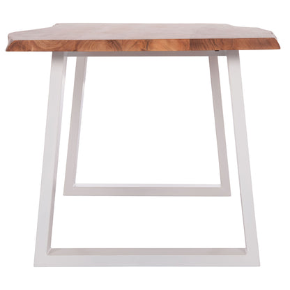 DINING TABLE MONTANA HM8336.12 ACACIA WOOD-4cm TOP THICKNESS--WHITE LEGS 160x90x77Hcm.