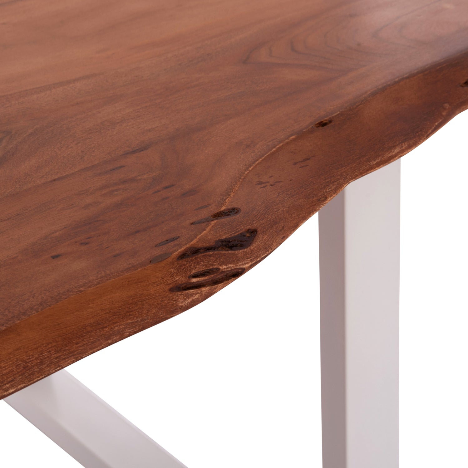 DINING TABLE MONTANA HM8336.12 ACACIA WOOD-4cm TOP THICKNESS--WHITE LEGS 160x90x77Hcm.