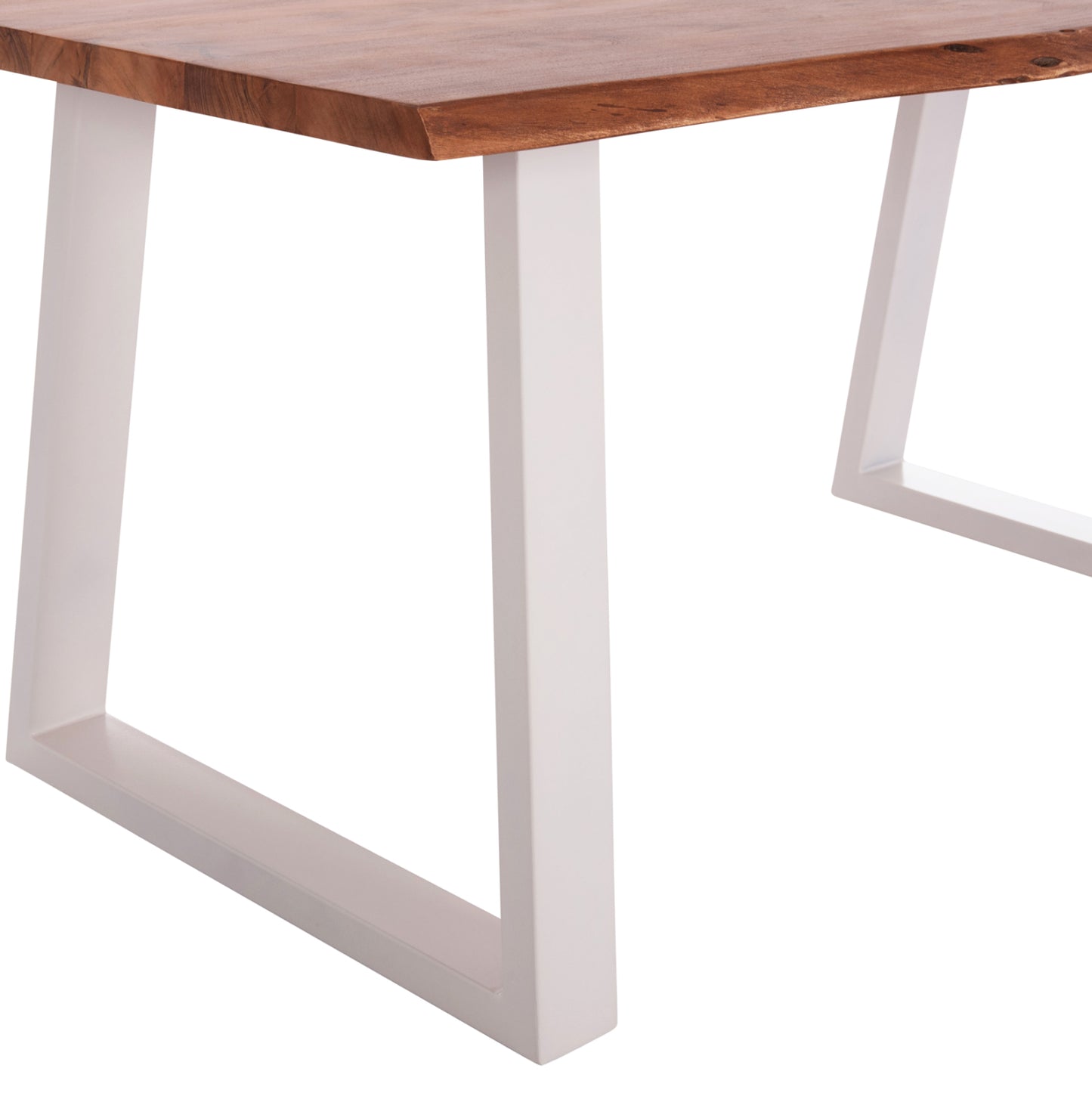 DINING TABLE MONTANA HM8336.12 ACACIA WOOD-4cm TOP THICKNESS--WHITE LEGS 160x90x77Hcm.
