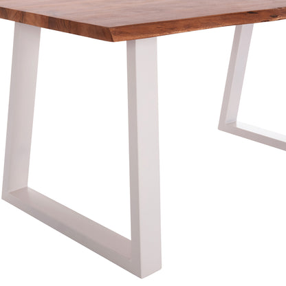 DINING TABLE MONTANA HM8336.12 ACACIA WOOD-4cm TOP THICKNESS--WHITE LEGS 160x90x77Hcm.