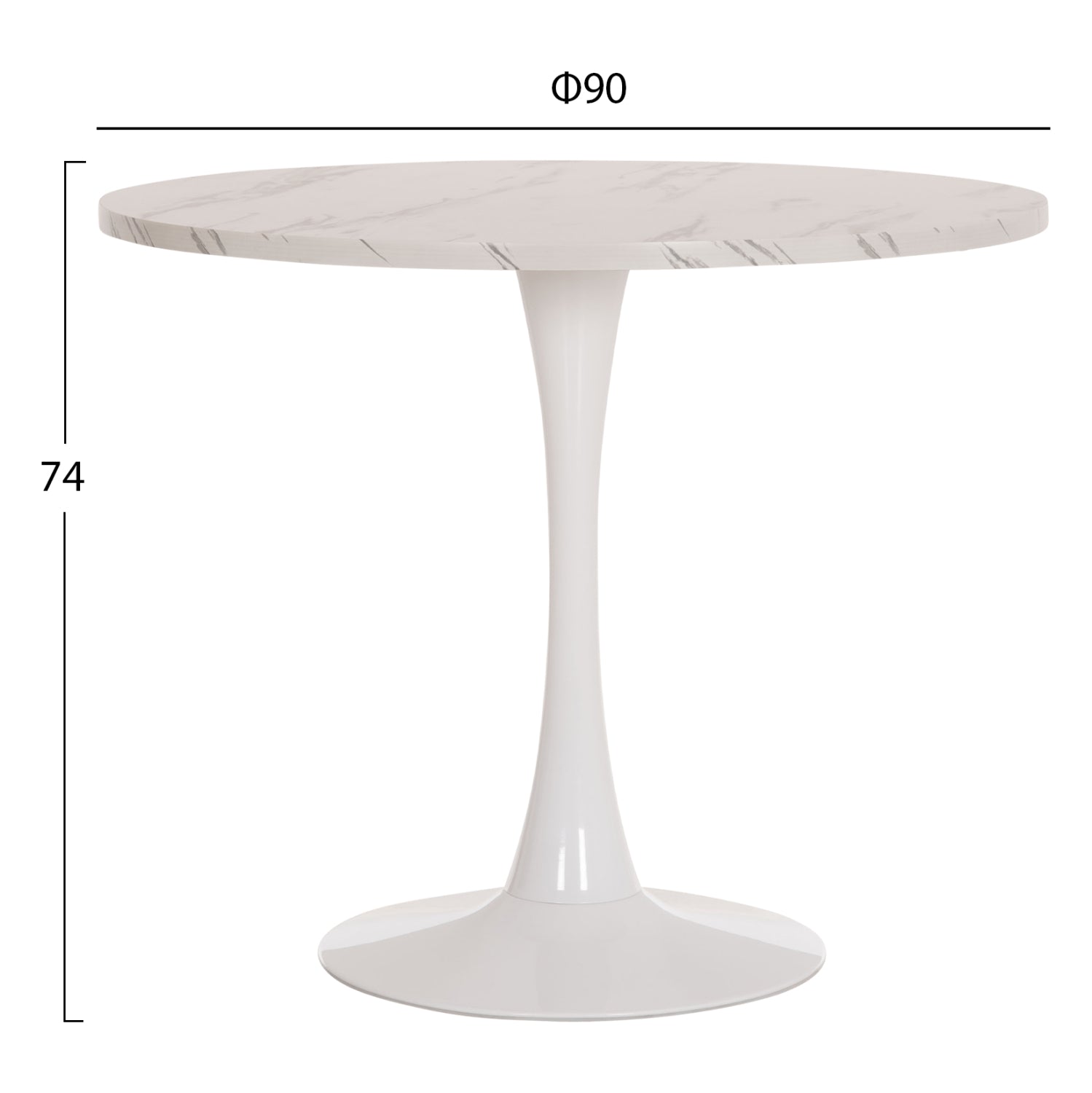 ROUND DINING TABLE ROLLO HM9421.11 MELAMINE IN WHITE MARBLE METAL LEG Φ90x74Hcm.