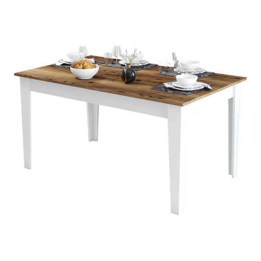 DINING TABLE STANDARD HM9507.07 MELAMINE WHITE-WALNUT WITH STORAGE SPACE 145x88x75Hcm.
