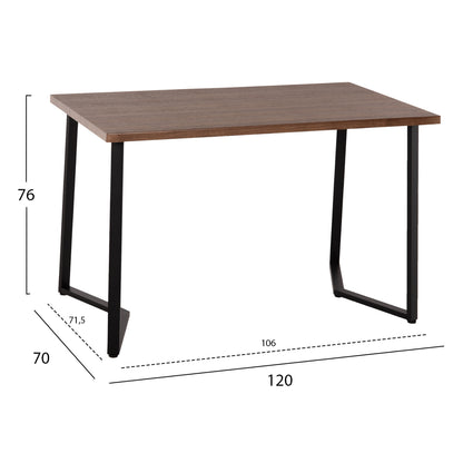 DINING TABLE JAY HM9531 WALNUT COLORED MDF-BLACK METAL LEGS 120x70x76Hcm.