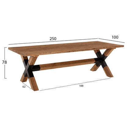 DINING TABLE KATTE HM9557 SOLID RECYCLED TEAK WOOD-LEGS WITH METAL 250x100x78Hcm.