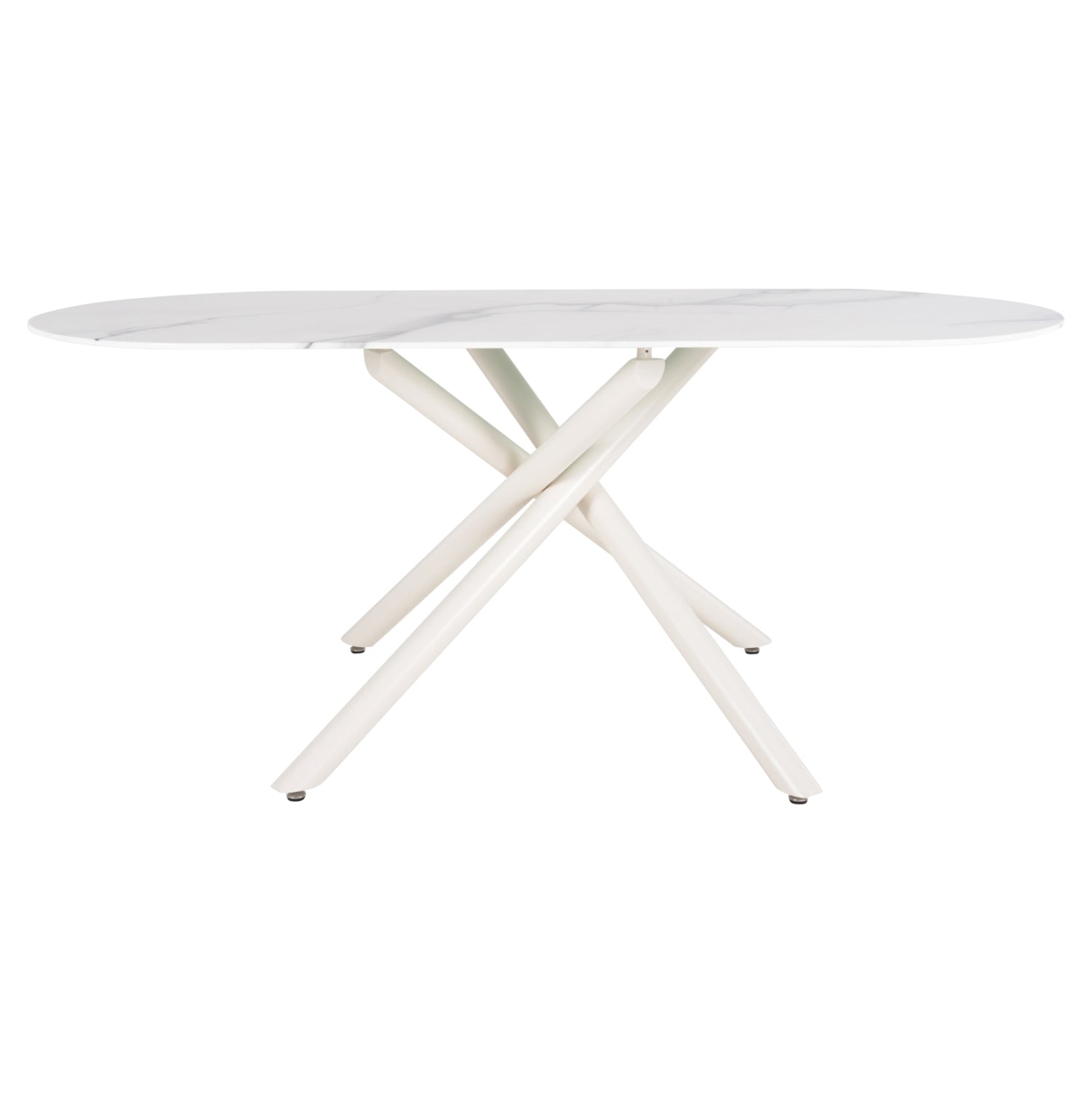 DINING TABLE PRENTIS HM9770.01 CERAMIC 12mm TOP IN WHITE MARBLE-WHITE METAL LEGS 180x90x76Hcm.