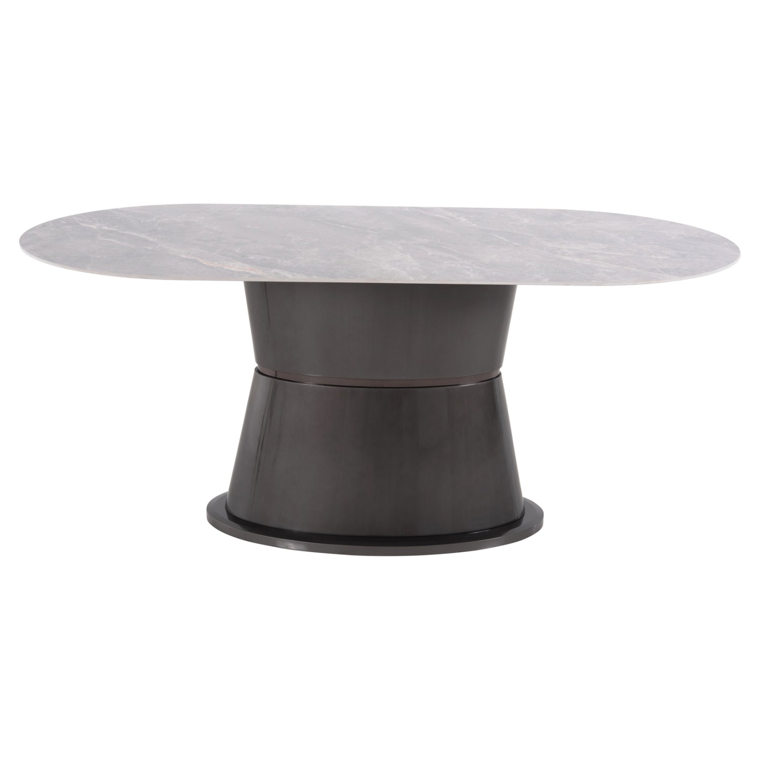 DINING TABLE BENT HM9773.01 CERAMIC IN GREY MARBLE-MDF BASE IN ANTHRACITE 180x90x76Hcm.