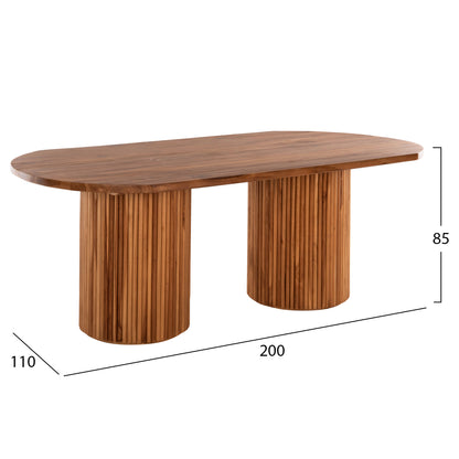 DINING TABLE DREMA HM9893 SOLID TEAK WOOD 200Χ110Χ77.5Hcm. 4cm.TABLETOP THICKNESS