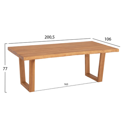 DINING TABLE LEOPOLD HM9933.01 SOLID TEAK WOOD- NATURAL COLOR 200.5x107x76Hcm.