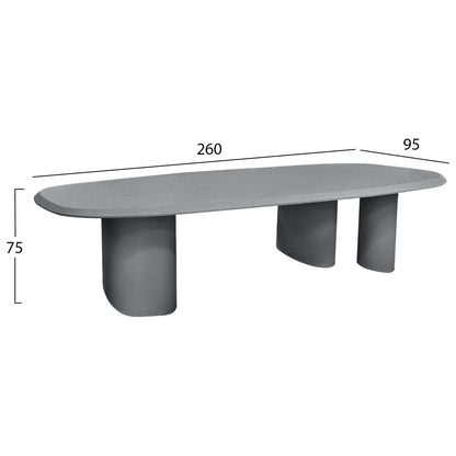 DINING TABLE OVAL GLEN HM6598.01 FIBER CEMENT IN GREY 260x95x75Hcm