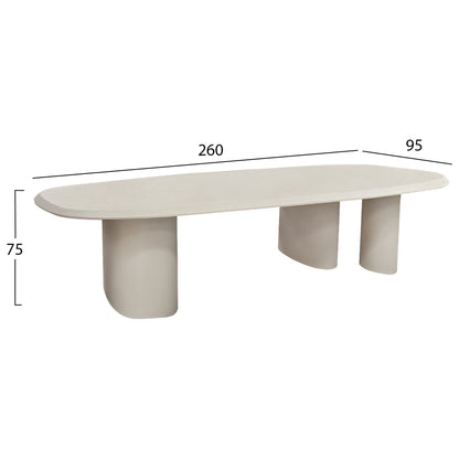 DINING TABLE OVAL GLEN HM6598.02 FIBER CEMENT IN BEIGE 260x95x75Hcm