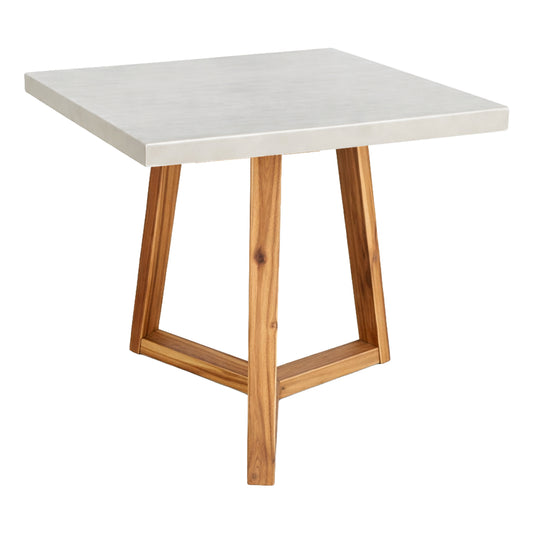 DINING TABLE SQUARE PRIVO HM6602.02 BEIGE FIBER CEMENT--ACACIA WOOD 80x80x75Hcm.