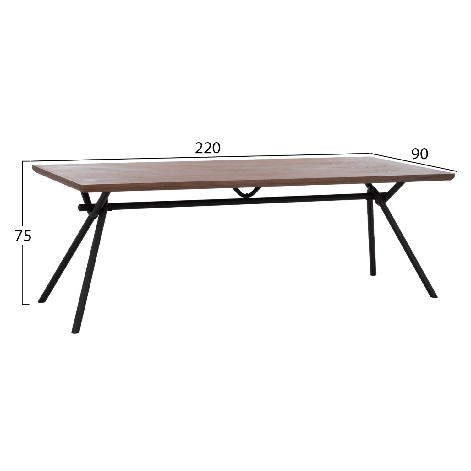 DINING TABLE MANDY HM9303.02 MDF TOP WITH WALNUT WOOD VENEER METAL LEGS 220x90x75H