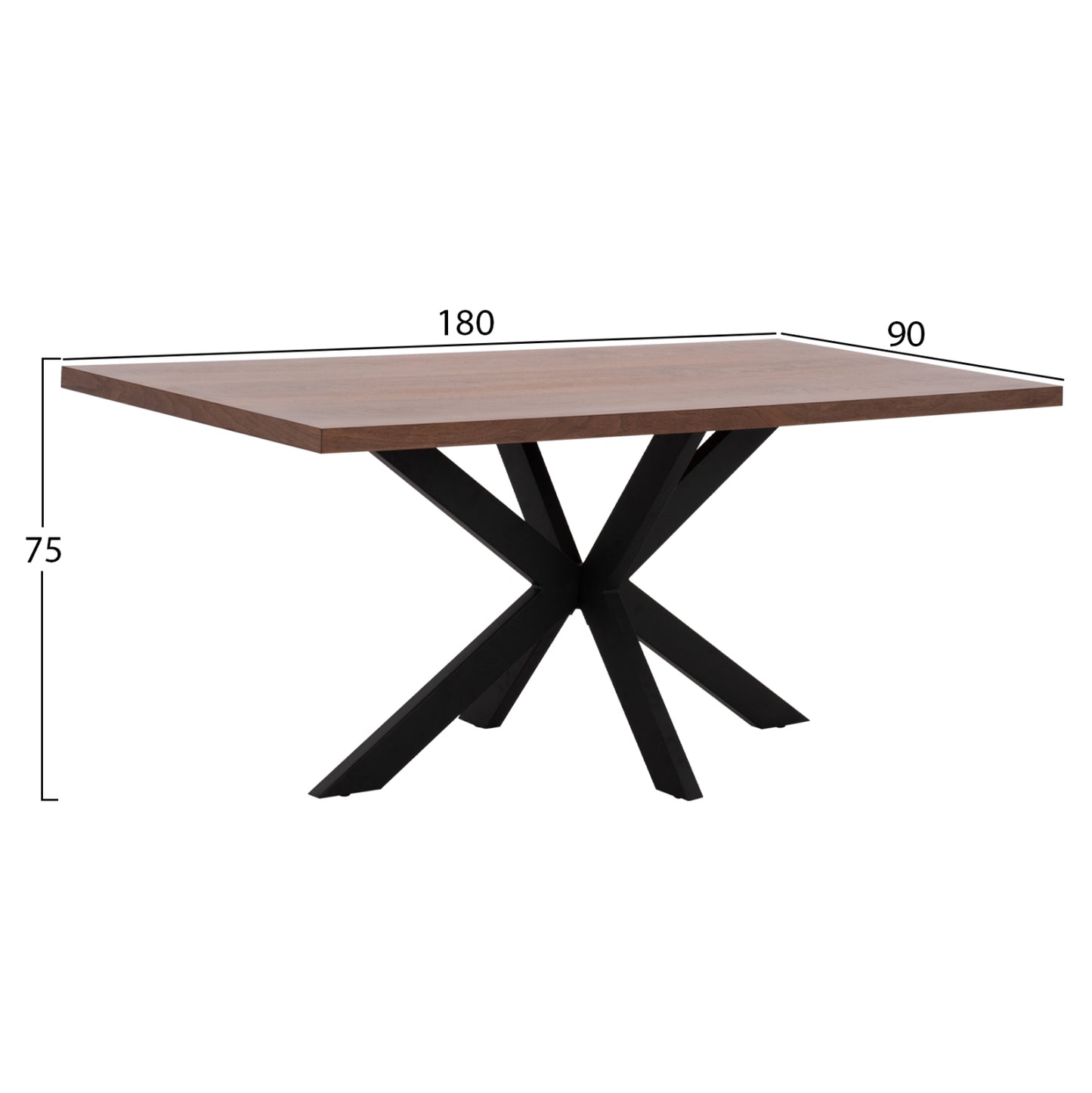 DINING TABLE SARI HM9311.02 MDF TOP WITH WALNUT WOOD VENEER RUSTIC STYLE 180x90x75Hεκ.