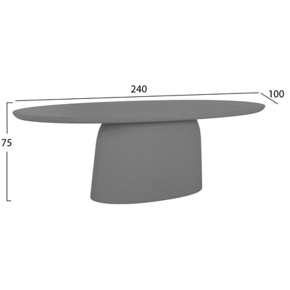 OVAL DINING TABLE BRECCAN HM6577.01 GREY FIBER CEMENT 240x100x75Hcm.