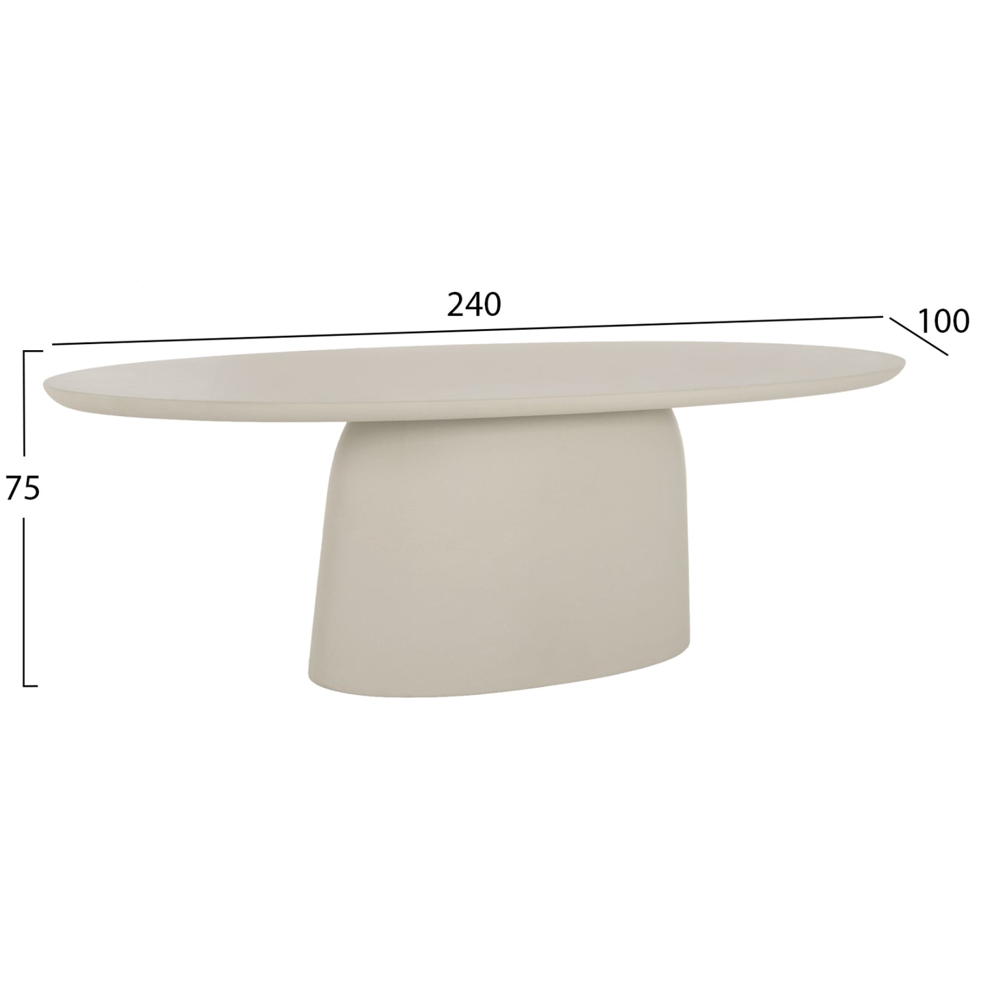 OVAL DINING TABLE BRECCAN HM6577.02 BEIGE FIBER CEMENT 240x100x75Hcm.
