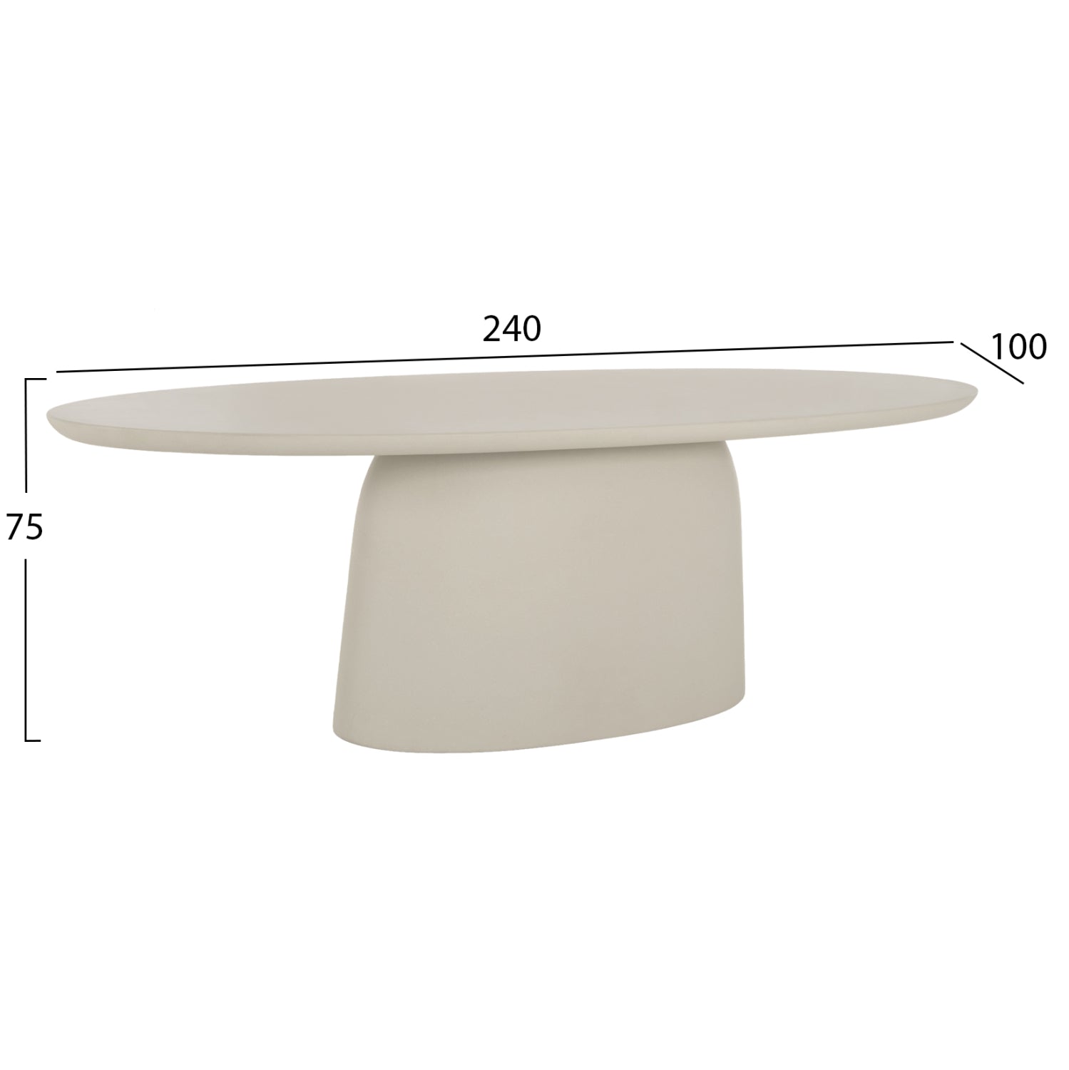 OVAL DINING TABLE BRECCAN HM6577.02 BEIGE FIBER CEMENT 240x100x75Hcm.