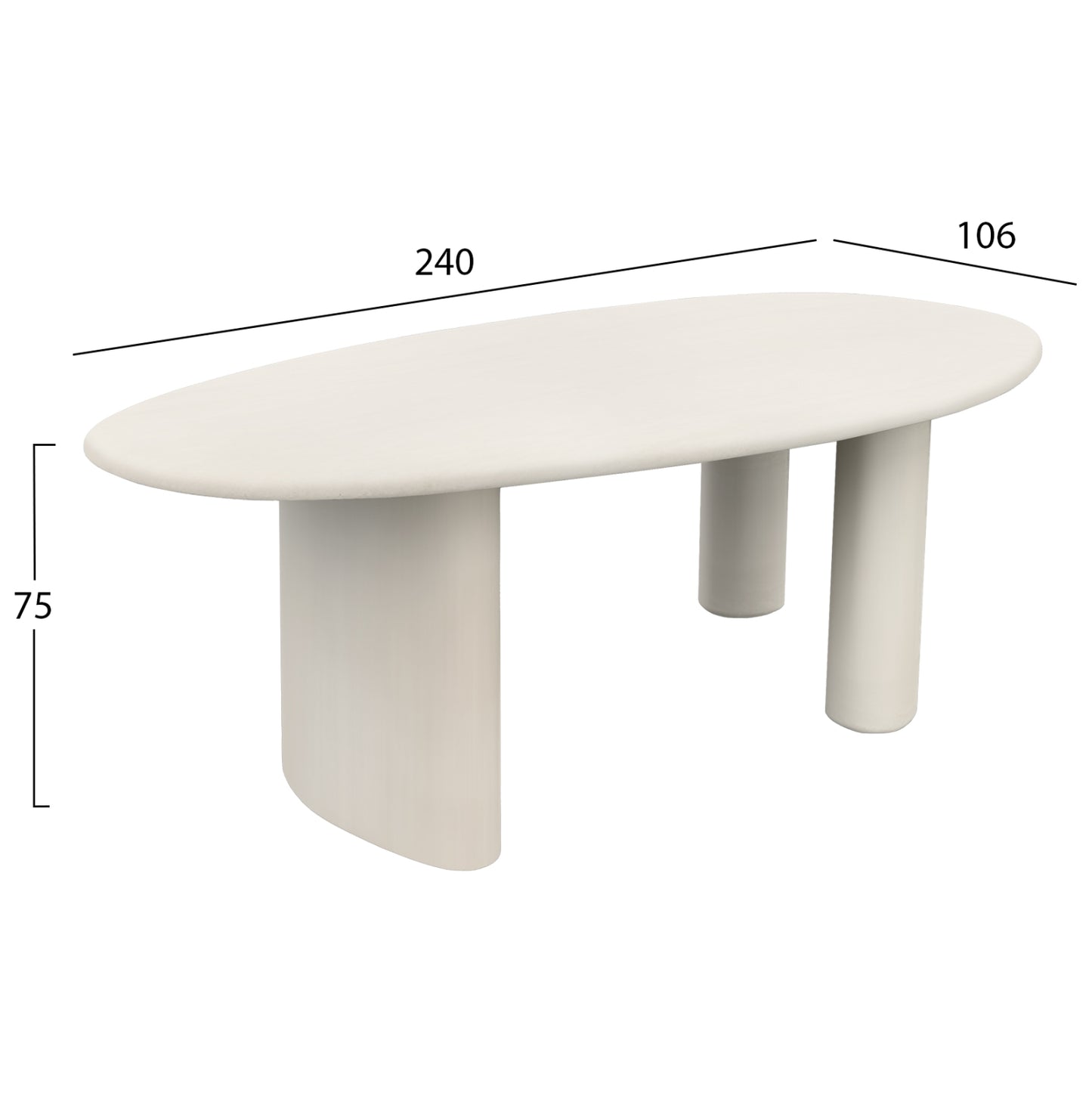 DINING TABLE OVAL VOLPE HM6599.02 FIBER CEMENT IN BEIGE 240x100x75Hcm