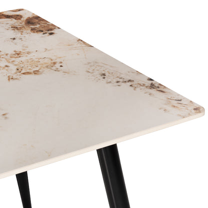 DINING TABLE TOM HM8588.03 SINTERED STONE-GLOSSY BROWN-WHITE MARBLE 160x90x76Hcm.