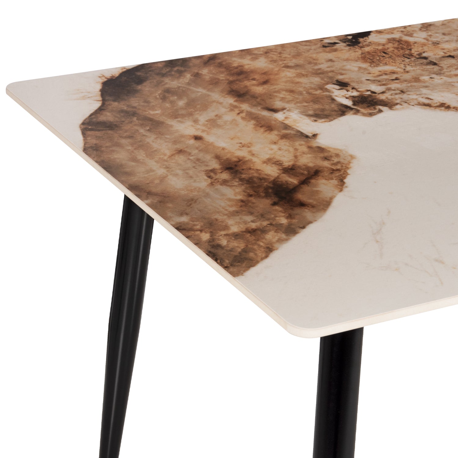 DINING TABLE TOM HM8588.03 SINTERED STONE-GLOSSY BROWN-WHITE MARBLE 160x90x76Hcm.