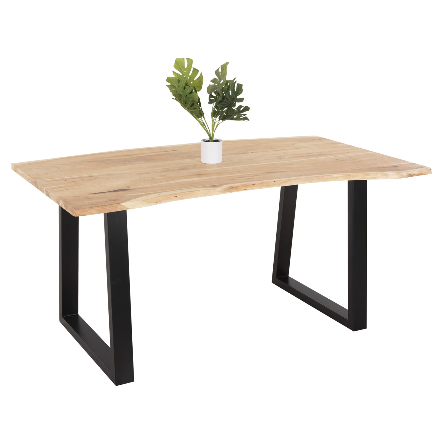 DINING TABLE SOFIA SLIM HM8500.21 SOLID ACACIA WITH BLACK METAL LEGS 160X92X78Hcm