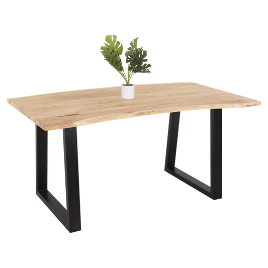 DINING TABLE SOFIA SLIM HM8500.21 SOLID ACACIA WITH BLACK METAL LEGS 160X92X78Hcm