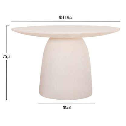 DINING TABLE ROUND SEPPO HM18154.02 FIBER CEMENT IN WHITE--Φ119,5x75,5Hcm.