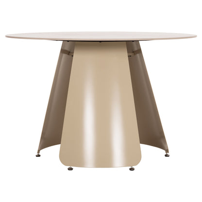 DINING TABLE ROUND SEDAR HM18326 CERAMIC TOP--CREAM WHITE METAL LEGS Φ120x78Hcm.