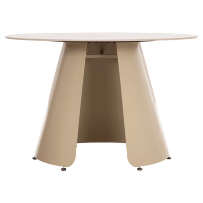 DINING TABLE ROUND SEDAR HM18326 CERAMIC TOP--CREAM WHITE METAL LEGS Φ120x78Hcm.