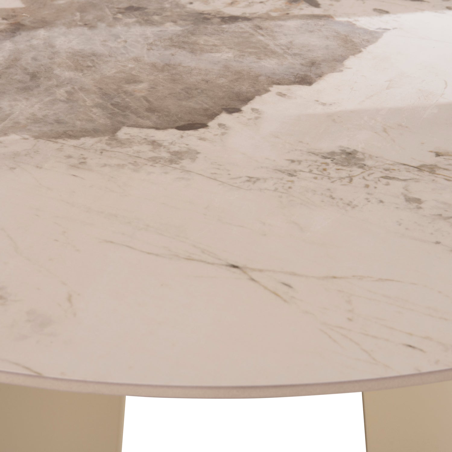 DINING TABLE ROUND SEDAR HM18326 CERAMIC TOP--CREAM WHITE METAL LEGS Φ120x78Hcm.