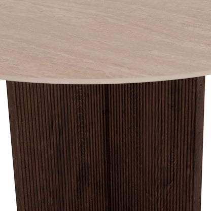 DINING TABLE ROUND SKY HM18331 CERAMIC TOP IN TRAVERTINE STONE LOOK Φ120x76Hcm.
