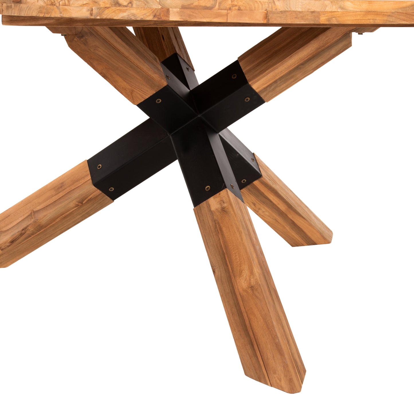 DINING TABLE ROUND KATTE HM9559 RECYCLED TEAK WOOD-LEGS WITH METAL Φ150x78Hcm.