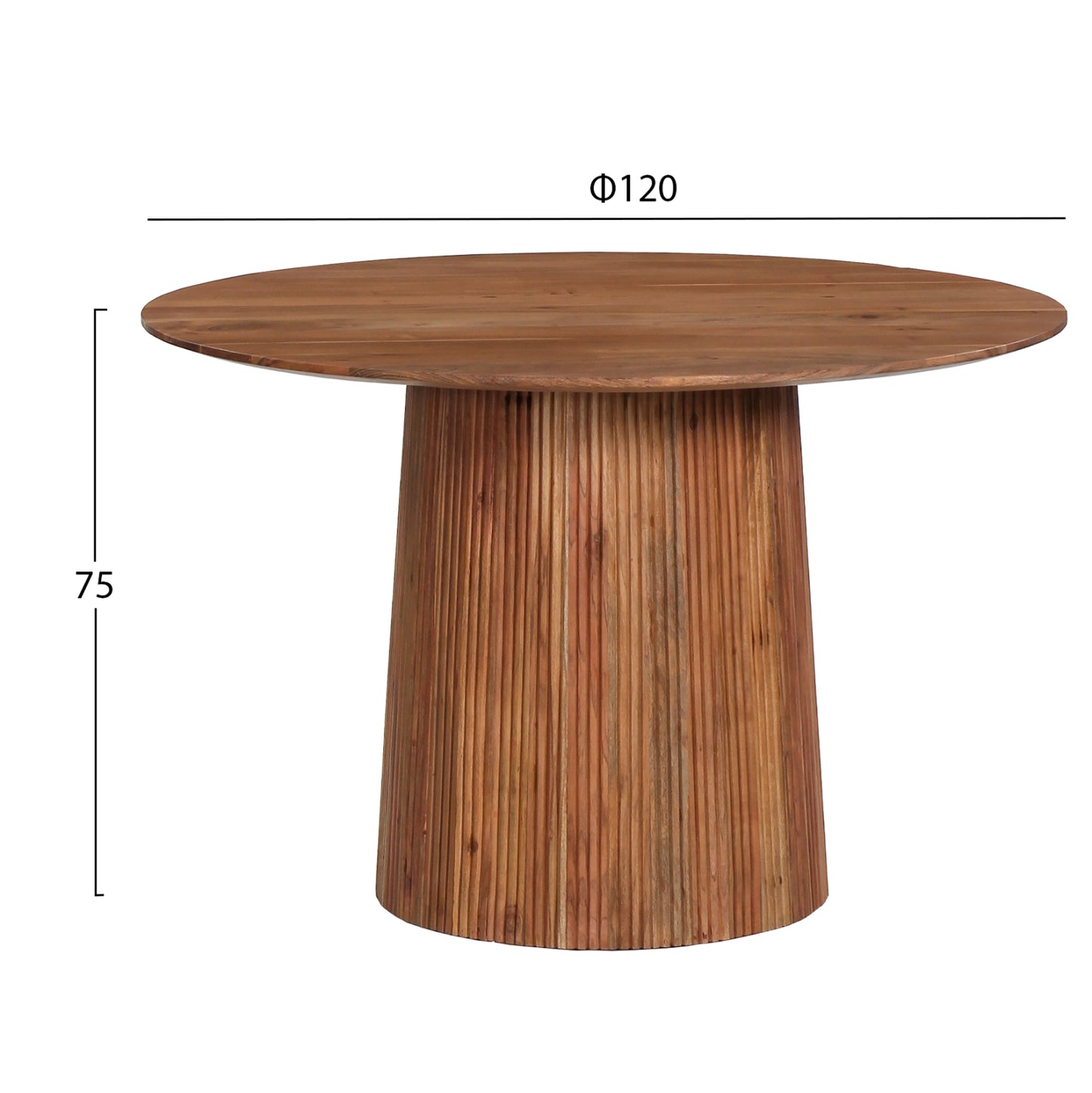 DINING TABLE ROUND GROOT HM9684 SOLID ACACIA WOOD IN NATURAL D120x79Hcm.