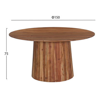 DINING TABLE ROUND GROOT HM9685 SOLID ACACIA WOOD IN NATURAL Φ150x76Hcm.