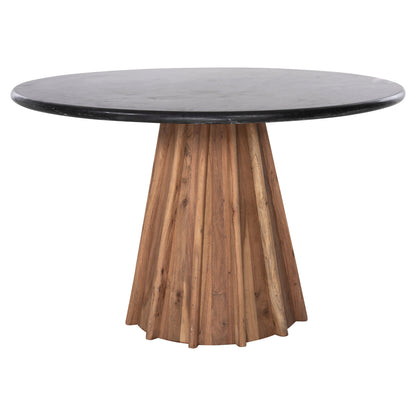DINING TABLE ROUND DRAXX HM9687 SOLID ACACIA WOOD-BLACK MARBLE TOP Φ120x76Hcm.
