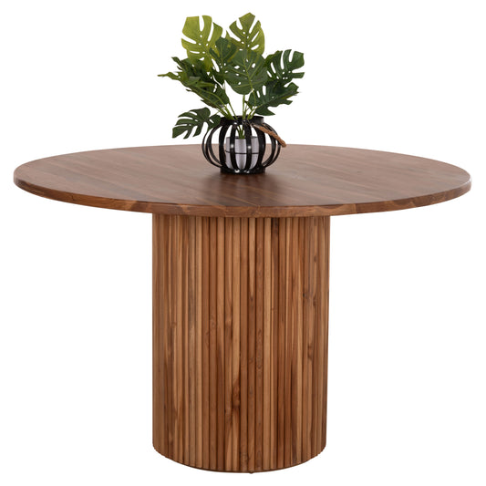 DINING TABLE ROUND RODER HM9896 TEAK WOOD- 3cm thick top-  Φ130x79.5Hcm.