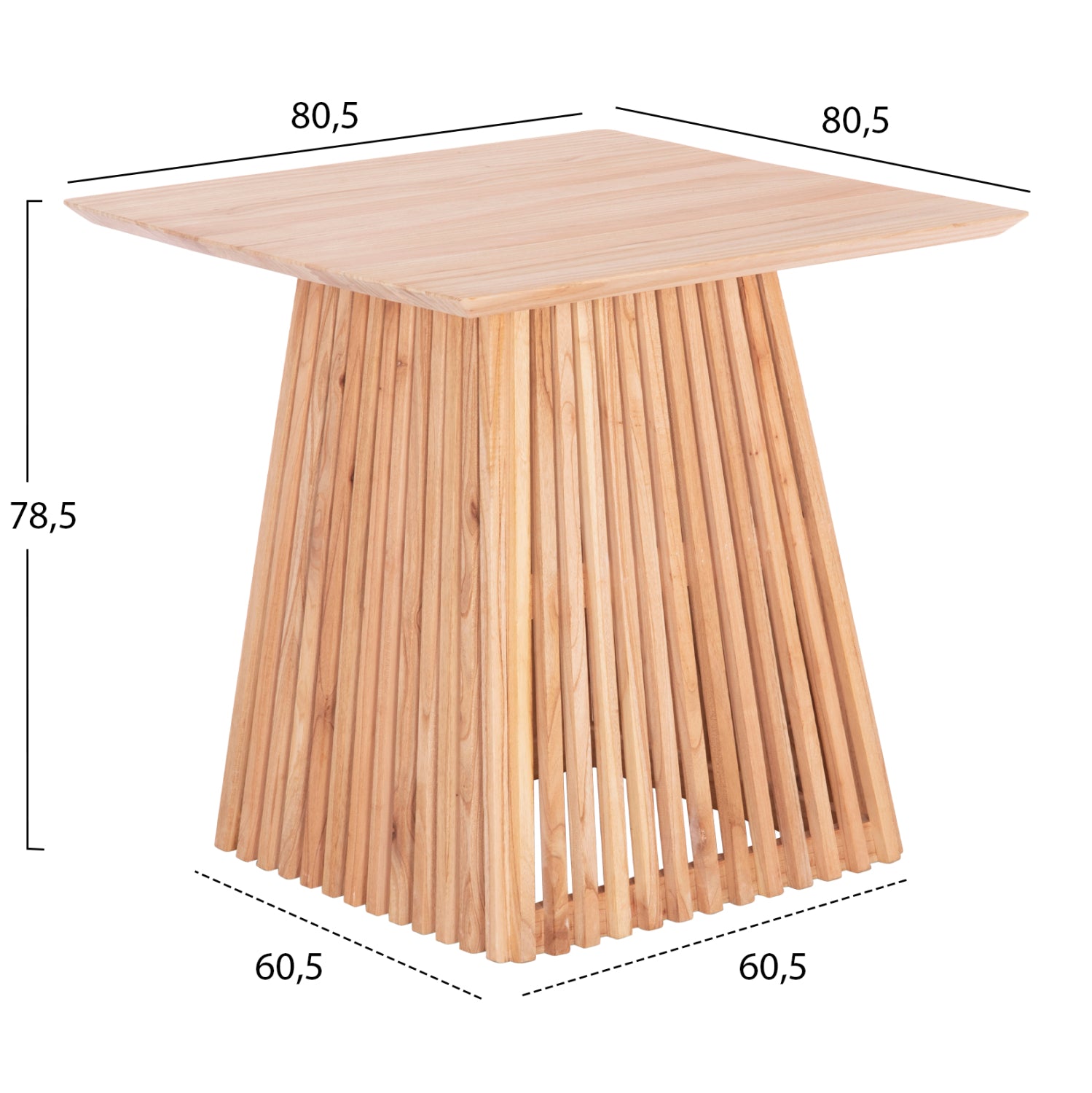 DINING TABLE SQUARE FRANTZ HM9458.01 SOLID MINDI WOOD 80,5x80,5x78,5Hcm