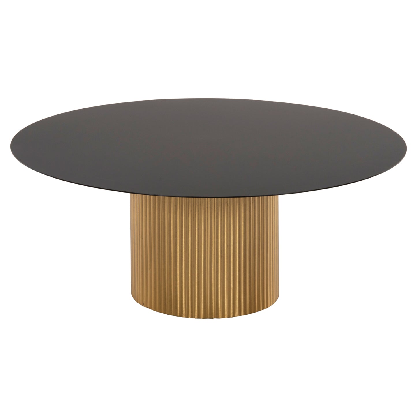 COFFEE TABLES 2PCS CLAD HM11916 METAL IN GOLD-BLACK TOP Φ110x38H & Φ80x32H cm.